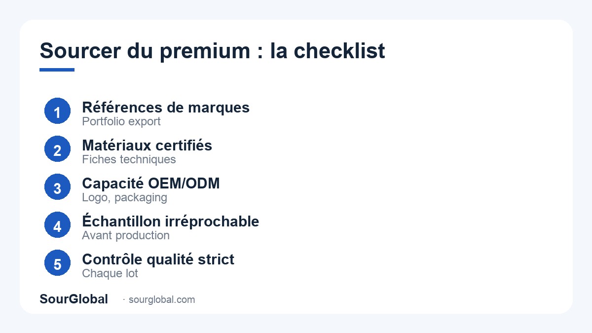 Checklist pour sourcer un fournisseur chinois de luxe