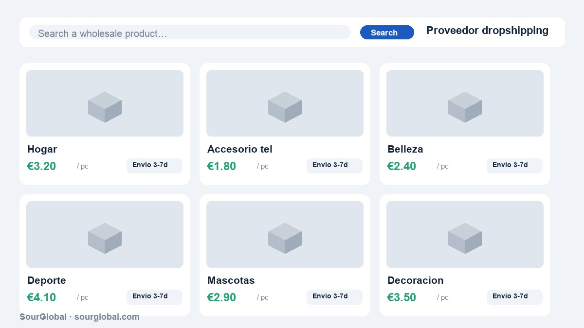 Catálogo de un proveedor dropshipping